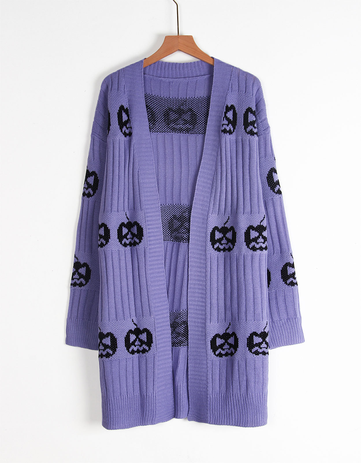 Halloween Knit Cardigan Womens Long Open Front Sweater Holiday Outerwear Coat